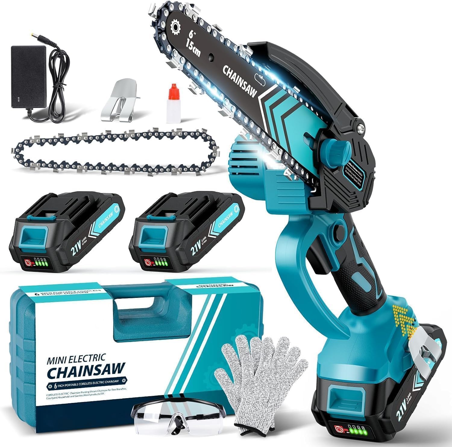 8000mAh Mini Chainsaw Cordless 6 Inch