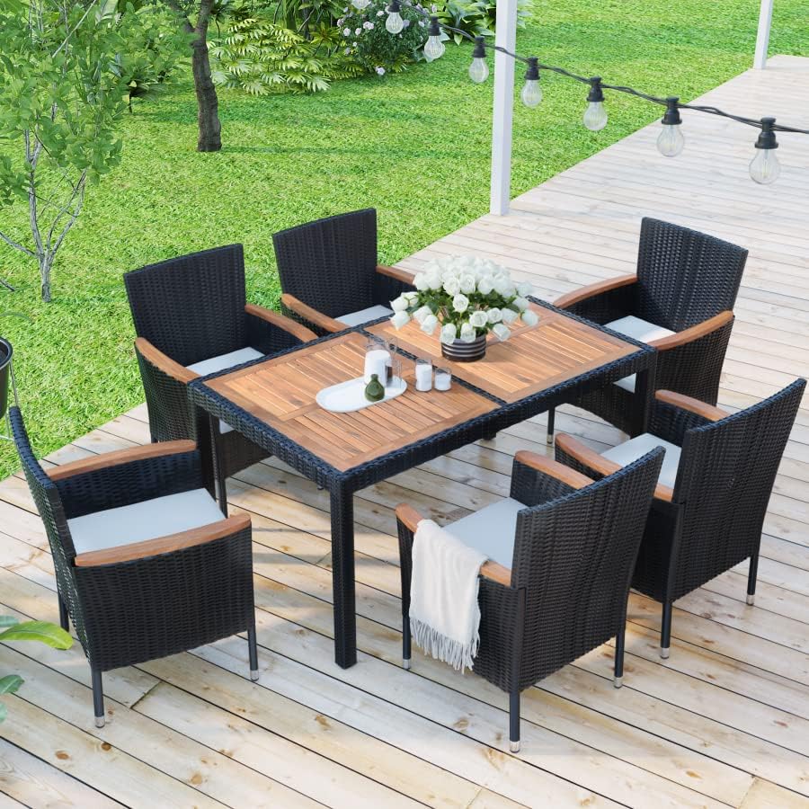 Panana 7 Piece Patio Rattan Dining Set